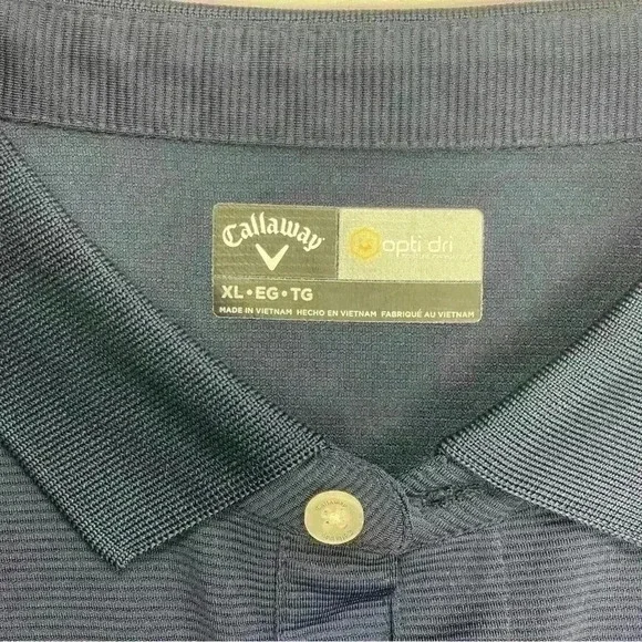 Callaway Polo Shirt XL Navy Blue Opti Dri Golf Performance “South Life” Sleeve - Picture 3 of 9